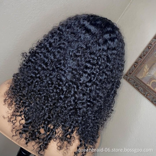 Short Bob Wigs Deep Wave Lace Frontal Human Hair Wigs Brazilian Virgin Human Hair Wigs Pre Plucked with Baby Hair Natural Black